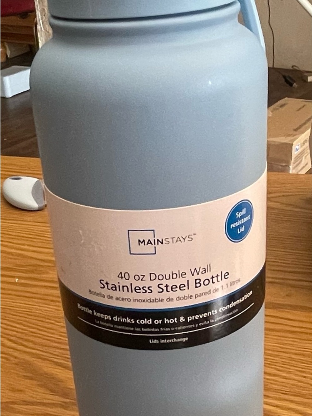 Mainstays Light Blue Double Wall Stainless Steel Water Bottle